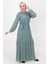 3041 Şifon Kumaş Kol Garnili Elbise 2