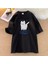 Wow Cat Baskılı Siyah Oversize T-Shirt 1