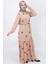 3038 Nakış Modelli Şifon Kumaş Elbise 1