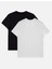 3A Moda Erkek Siyah-Beyaz T- Shirt Regular Fit Rahat Kesim V Yaka 2'li Basic Tişört Paketi 1