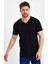 3A Moda Erkek Siyah-Beyaz T- Shirt Regular Fit Rahat Kesim V Yaka 2'li Basic Tişört Paketi 2