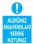 Aldığınız Anahtarları Yerine Koyunuz Yapışkanlı Sticker 15X25 cm 1