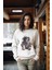 Sevimli Astronot Tarz Kadın Bisiklet Yaka Sweatshirt 2