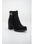 Toka Aksesuarlı Platform Siyah Kadın Topuklu Bot 4