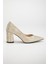 Simetrik Kesim Parlak Gold Kalın Topuk Stiletto 3