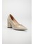 Simetrik Kesim Parlak Gold Kalın Topuk Stiletto 4