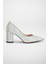 Simetrik Kesim Parlak Gümüş Kalın Topuk Stiletto 3