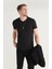 3A Moda Beyaz Basic Pamuklu V Yaka Kısa Kollu T-Shirt 1