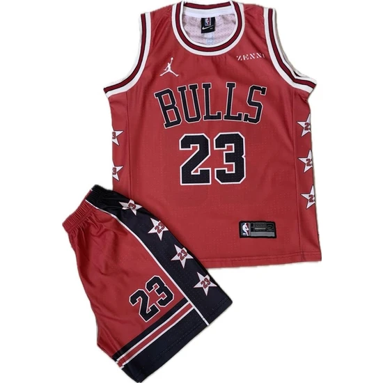 Gökmenspor Basketbol Kırmızı Çocuk Forması 3 Lü Set Jordan Bulls Ithal Kumaş