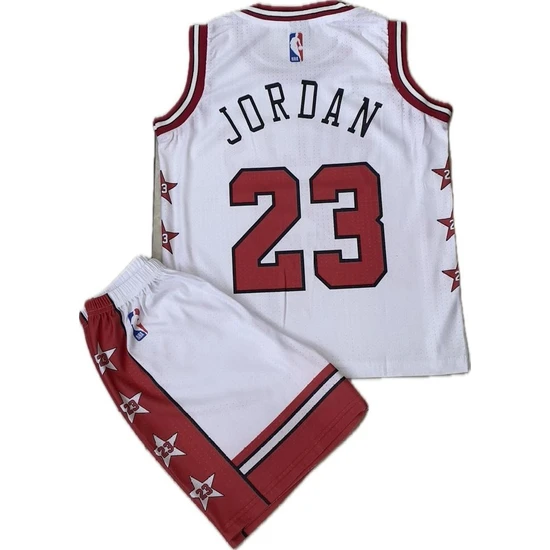 Gökmenspor Basketbol Beyaz- Kırmızı Çocuk Forması 3 Lü Set Jordan Bulls Ithal Kumaş