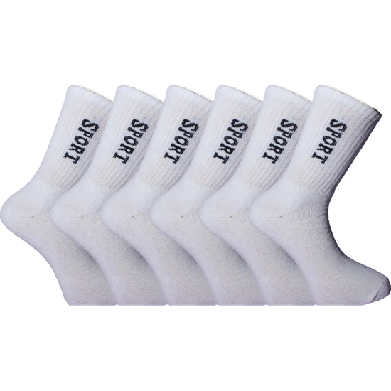 Seva Erkek Çorap Havlu Topuklu Spor Çorabı / 3 Çift Beyaz
