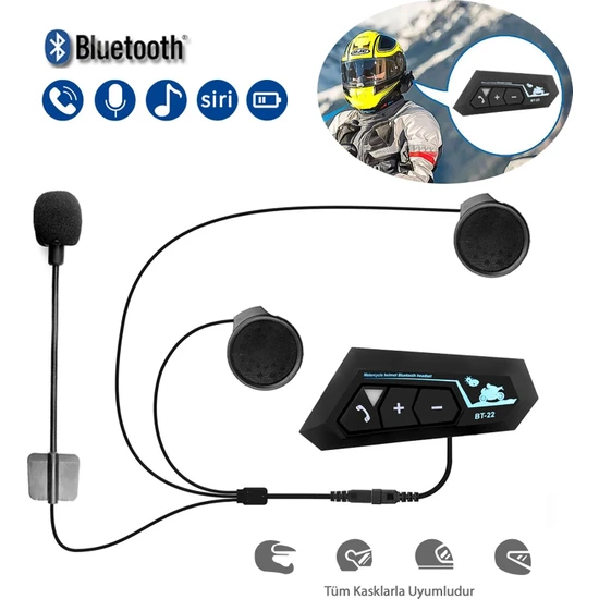 Robeve Motorsiklet Interkom Bluetooth 5.0 Motorsiklet Intercom Tüm Kasklarla Uyumlu Intercom Mikrofonlu Bluetooth Intercom Dinleme Konuşma Su Geçirmez Intercom