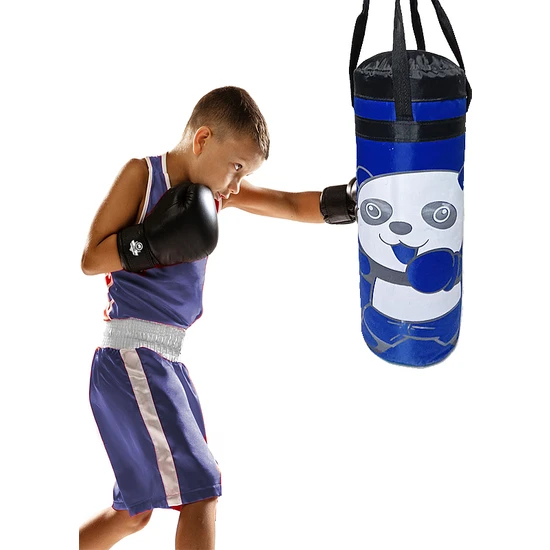 Kamataş Kidbox Panda Boks Kum Torbası Eldiven Hediyeli 60*22 Cm.