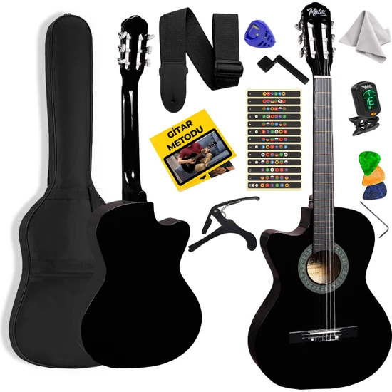 Midex CG-396BK Solak Klasik Gitar Siyah Renk Full Set Sap Ayarlı 4/4 Yetişkin Boy
