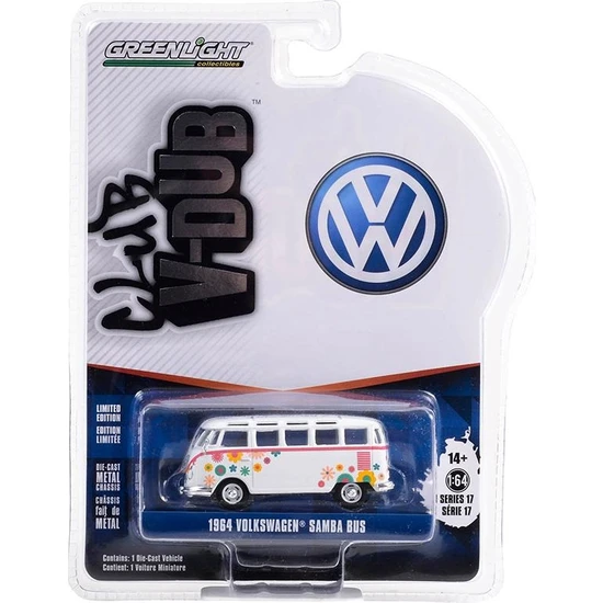 Greenlight V-Dub 1964 Volkswagen Samba Bus 1/64 Model Araba