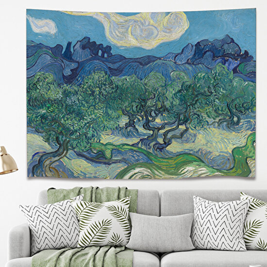 Greendecor Van Gogh Zeytin Ağaçları Duvar Örtüsü Duvar Halısı Duvar Sanatı Duvar Dekorasyonu