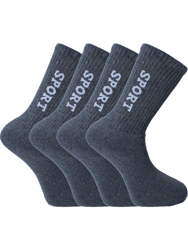 Seva Erkek Çorap Havlu Topuklu Spor Çorabı / 2 Çift Gri