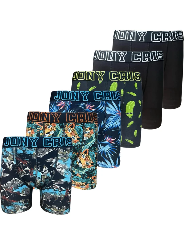 Jony Cris 6lı-Paket Erkek Boxer 6’lı Paket Desenli Erkek Iç Çamaşırı