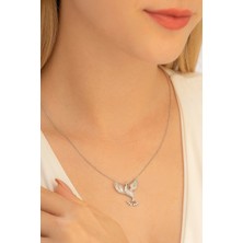 Osmanlı Gümüş Kadın Gümüş Kolye - Zirkon Taşlı Anka Kuşu Motifli Gümüş Kolye