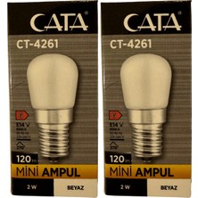 Cata CT-4261 2W 6500K (Beyaz Işık) E14 Duylu Mini LED Ampul (2 Adet)