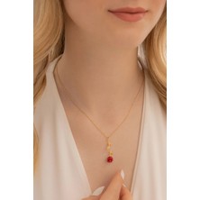 Osmanlı Gümüş Kadın Kolye - Kadın Gümüş Kolye - Altın Kaplama Gül Obje Kadın Gümüş Kolye - 925 Ayar Gümüş