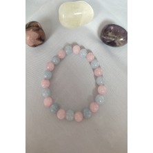 Bade Accessories 8 mm Akuamarin, Pembe Kuvars Doğaltaş Bileklik