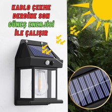 Dekohop Güneş Enerjili Bahçe Aydınlatması 2 Li Paket Aplik Dekor Solar ve Sensörlü Bahçe Balkon ve Garaj Lambası