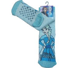 Çimpa Frozen Elsa Tabanı Kaydırmaz Kışlık Havlu Çocuk Çorap