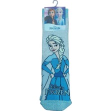 Çimpa Frozen Elsa Tabanı Kaydırmaz Kışlık Havlu Çocuk Çorap