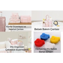 Mor Bebe 4'lü Kombin Baby Set Bavul Organizer & Bakım Çantası & Çekmece Düzenleyici  + (4'lü Sünger )