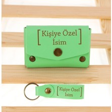 Miaju Isme Özel Yüksek Kalite Deri Bozuk Para Çantası ve Anahtarlık Seti, Kişiselleştirilmiş Aksesuar