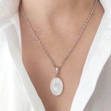 Devi Fashion Beyaz Sedef Doğal Taş Kolye