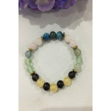 Bade Accessories 8 mm Apatit, Pemve Kuvars, Florit, Hematit, Sitrin, Dumanlı Kuvars Doğaltaş Bileklik
