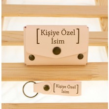 Miaju Isme Özel Yüksek Kalite Deri Bozuk Para Çantası ve Anahtarlık Seti, Kişiselleştirilmiş Aksesuar