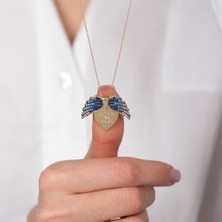 Hom Silver Jewelry 925 Ayar Gümüş Zirkon Taş Işlemeli Açılıp Kapanabilir Isimli Kalpli Kadın Kolye HSJ0081
