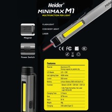 Heider Minimax M1 (Yeni) Özel Metal Tasarım 3 Fonksiyonlu (Lazer + 50 M2 Gövde Lambası + El Feneri) Ce+Rohs Belgeli