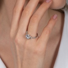 Hom Silver Jewelry 925 Ayar Gümüş Tek Taş Kadın Yüzük HSJ0091