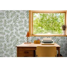 Harita Sepeti Yesil Dallar Desenli Duvar Kağıdı-5737