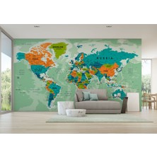 Harita Sepeti Ingilizce Dünya Haritası Duvar Kağıdı Okyanuslu Eğitici DETAYLI-2543