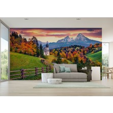 Harita Sepeti Hochkalter Dağı Maria Gern Kilisesi ve Alpler Dekoratif duvar KAĞIDI-3679