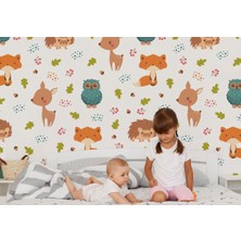 Harita Sepeti Doğa Hayvanları Temalı Öğretici Çocuk Odası Duvar KAĞIDI-5718