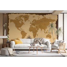 Harita Sepeti Vintage Eskitme Dünya Haritası Duvar Kağıdı -1084