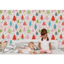 Harita Sepeti Renkli Ağaçlar Desenli Duvar KAĞIDI-5719