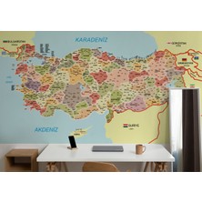 Harita Sepeti Türkiye Haritası Il ve Ilçeli Ayrıntılı Eğitici Komşulu Duvar Kağıdı-3017