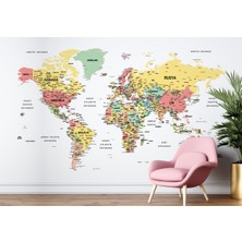 Harita Sepeti Türkçe Dünya Haritası Dekoratif Duvar Kağıdı Son Derece DETAYLI-1626
