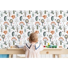 Harita Sepeti Doğa Hayvanları Temalı Öğretici Çocuk Odası Duvar Kağıdı-5742