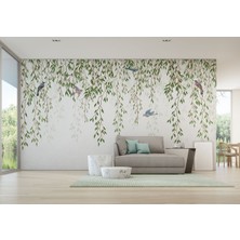 Harita Sepeti Sarmaşıktaki Kuşlar Desenli Duvar Kağıdı-5613