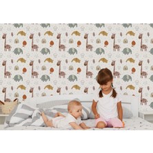 Harita Sepeti Doğa Hayvanları Temalı Öğretici Çocuk Odası Duvar Kağıdı-5744