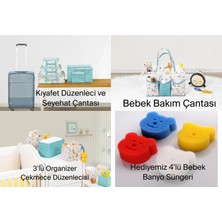 Mor Bebe 4'lü Kombin Baby Set Bavul Organizer & Bakım Çantası & Çekmece Düzenleyici  + (4'lü Sünger )