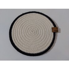 6 Adet Bardak Altlığı Jüt Pamuk Hasır Sunum Mutfak Sofra Dekor El Yapımı Makine Dikişli - 14 cm